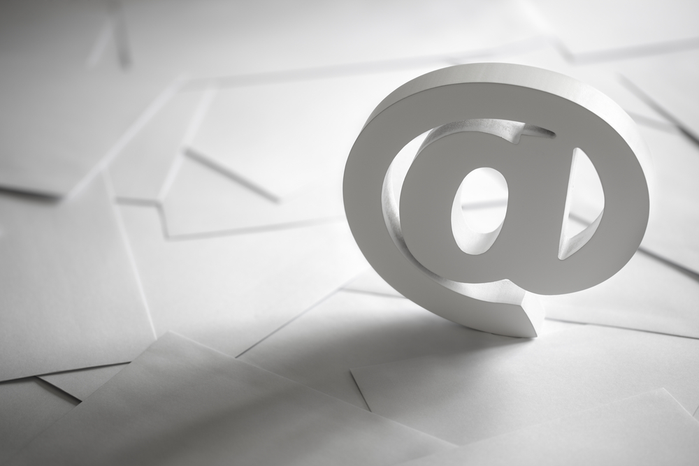 Email symbol on business letters concept for internet, contact us and e-mail address